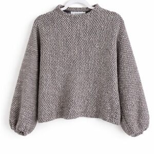 Bryn Walker Textured Mock Neck Balloon Sleeve Sweater